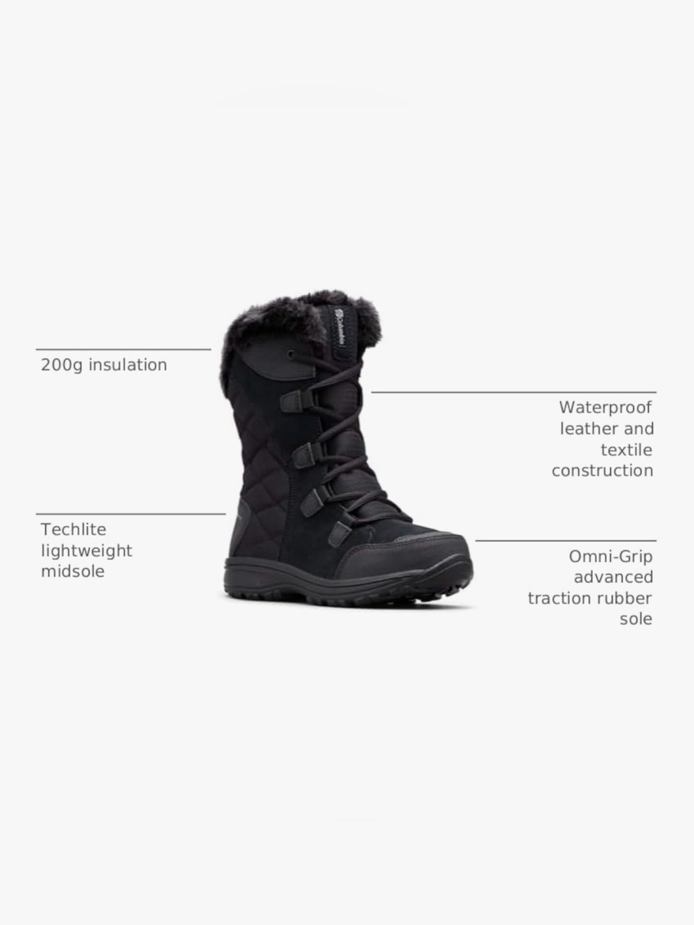 Columbia Ice Maiden II Snow Boots, Black, Women's Size 6 - Picture 9 of 12